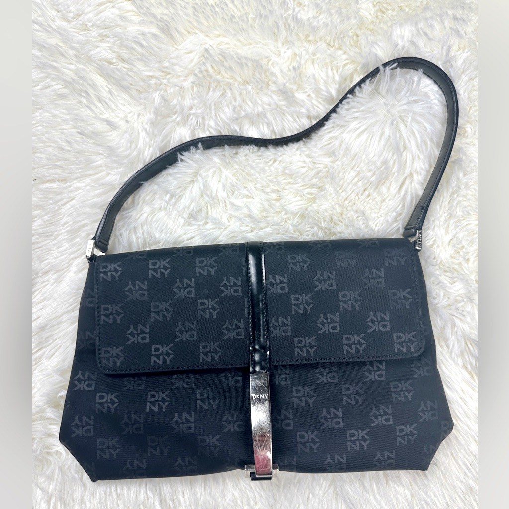Vintage Y2k Dkny Logo Baguette Bag Black Shoulder Bag Purse